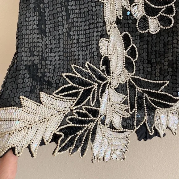 Stenay Vintage beaded 100% silk short sleeve sequins top - Picture 7 of 7